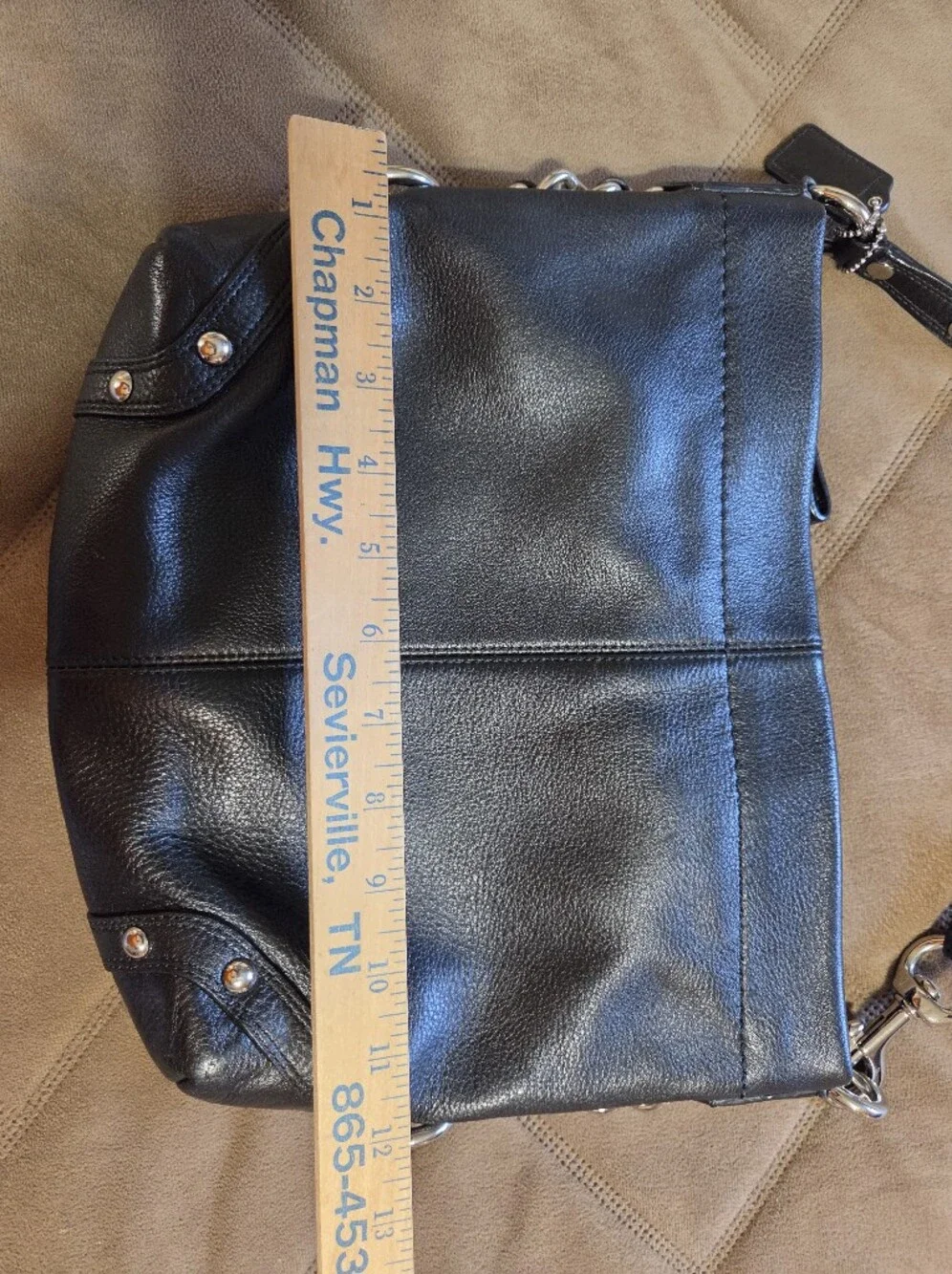Coach Carly Medium Black Leather Shoulder Bag - Women's Classic Carry F15251.